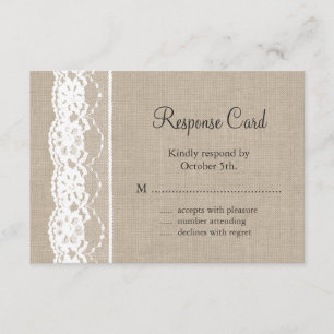 Dentelle dans le blanc sur la toile de jute RSVP