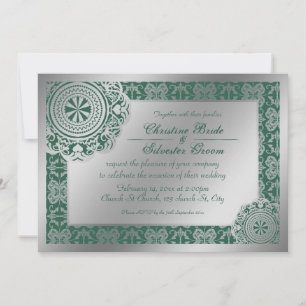 Dentelle d'argent arabesque, invitation de mariage