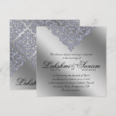 Dentelle d'argent du Invitation de Mariage damassé (Devant / Derrière)