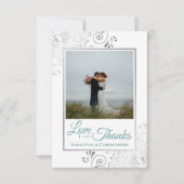 Dentelle d'argent Turquoise & blanc Amour & Merci  (Devant)