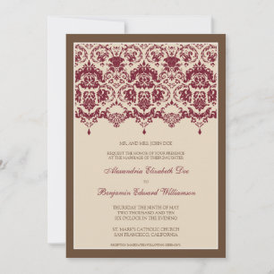 Dentelle Darling Damask 5x7 Faire-part de mariage