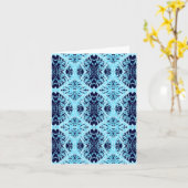 Dentelle de bleu et de turquoise, carte de note (Fleur jaune)