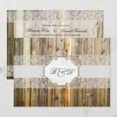 Dentelle de bois rustique Élégante invitation au m (Devant / Derrière)