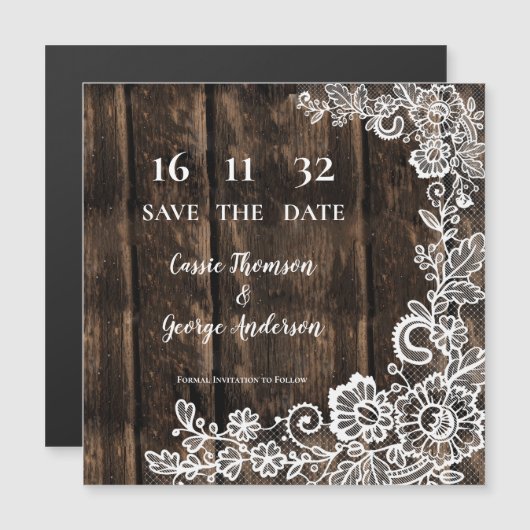 Dentelle de bois rustique Faire-part Mariage (Devant / Derrière)