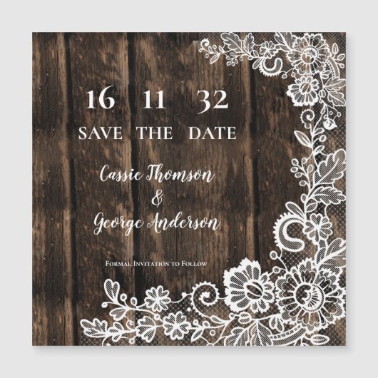 Dentelle de bois rustique Faire-part Mariage (Devant)
