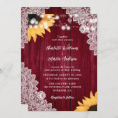 Dentelle de bois Tournesol Bourgogne Invitations d (Devant / Derrière)