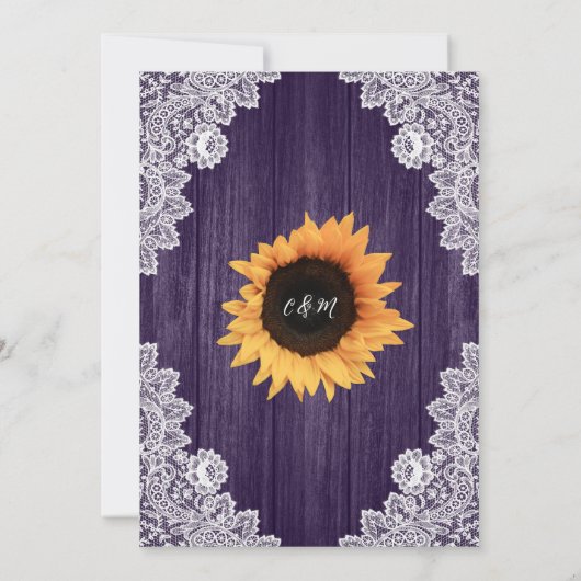 Dentelle de bois Tournesol violet Invitations de m (Dos)