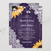 Dentelle de bois Tournesol violet Invitations de m (Devant / Derrière)