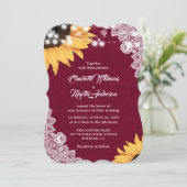 Dentelle de Bourgogne Sunflower Invitations (Debout devant)