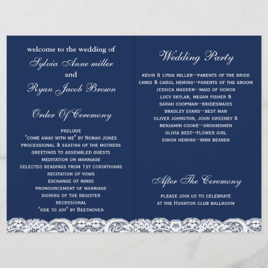 Dentelle de burlap FAUX, programmes de mariage rus (Dos)