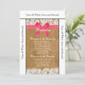 Dentelle de Burlap rose de la carte 3.5x6 (Debout devant)