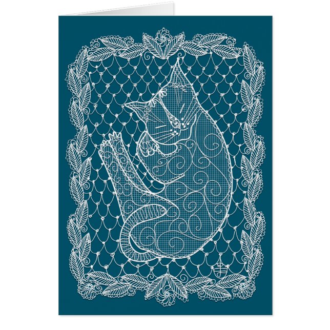 Dentelle de chat couché Doily (bleu de l'océan, bl (Devant)