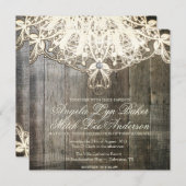 Dentelle de pays et faire-part de mariage rustique (Devant / Derrière)