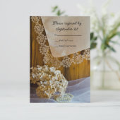 Dentelle de pays et fleurs Grange Mariage Carte RS (Debout devant)