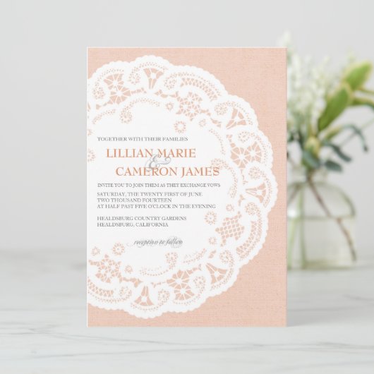 Dentelle de pêche Faire-part de mariage (Debout devant)