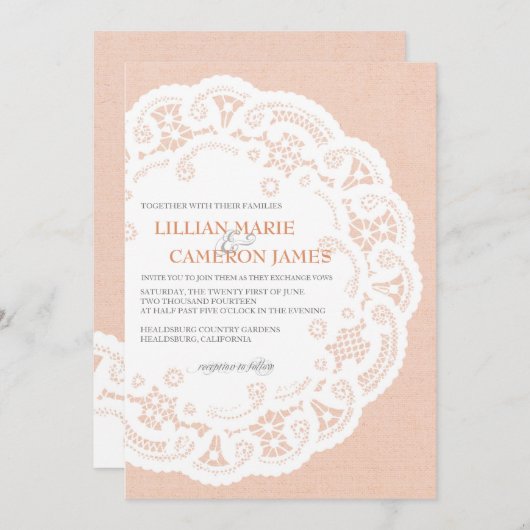 Dentelle de pêche Faire-part de mariage (Devant / Derrière)