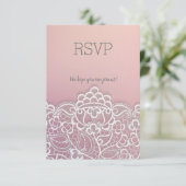 Dentelle de pêche rose élégante réponse rsvp (Debout devant)
