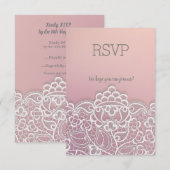 Dentelle de pêche rose élégante réponse rsvp (Devant / Derrière)