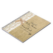 Dentelle de toile de jute et livre d'invité (Côté gauche)