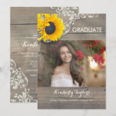 Dentelle de tournesol Faire-part de la fête de gra (Devant / Derrière)