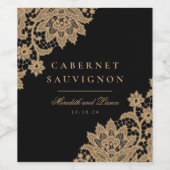 Dentelle délicate Étiquette à vin noir et or Scrip (Étiquettes simples)