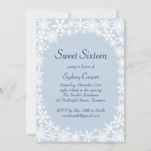 Dentelle d'hiver Icy Blue Sweet sixteen Invitation