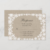 Dentelle d'hiver sur Burlap RSVP (Devant / Derrière)