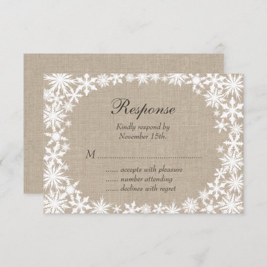 Dentelle d'hiver sur Burlap RSVP (Devant / Derrière)