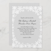 Dentelle d'hiver sur Faire-part de mariage gris (Devant / Derrière)