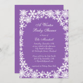 Dentelle d'hiver sur invitation de Baby shower pou (Devant / Derrière)