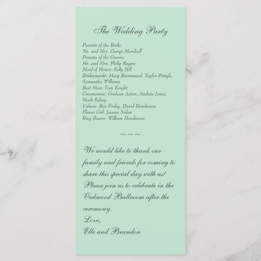 Dentelle d'hiver sur le programme de mariage de la (Dos)