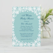 Dentelle d'hiver Turquoise Baby shower Invitation (Debout devant)