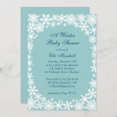 Dentelle d'hiver Turquoise Baby shower Invitation (Devant / Derrière)