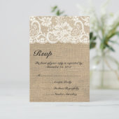 Dentelle d'ivoire et Burlap chaud Mariage carte RS (Debout devant)
