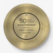 Dentelle d'or 50e anniversaire mariage assiette de (Devant)
