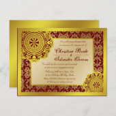 Dentelle d'or arabesque, faire-part fiançailles (Devant / Derrière)