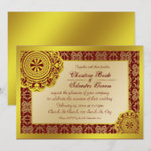 Dentelle d'or arabesque, invitation de mariage 5,5 (Devant / Derrière)
