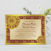 Dentelle d'or arabesque, invitation de mariage 5,5 (Debout devant)