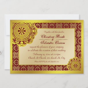 Dentelle d'or arabesque, invitation de mariage 5,5