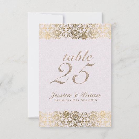 Dentelle d'or et Mariage blanc Numéro de table (Dos)