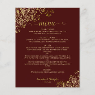 Dentelle d'or sur Auburn Brown Budget Mariage Menu