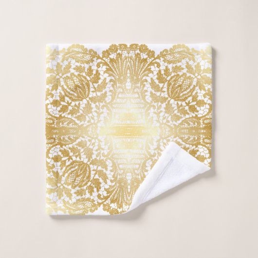 Dentelle dorée LUXUEUSE Design de feuilles (Gant de toilette)