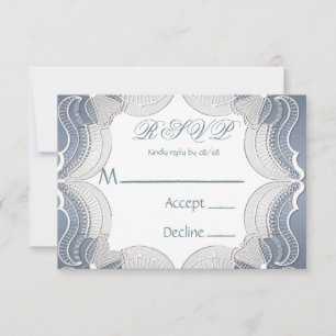Dentelle Élégante Sur Cartes RSVP De Mariage Bleu