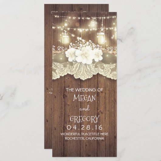 Dentelle en bois Éclairages Mason Jars Programme d (Devant / Derrière)