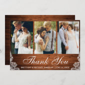 Dentelle en bois rustique 3 Mariage photo Merci (Devant / Derrière)