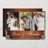 Dentelle en bois rustique 3 Photo Amour et Merci (Devant / Derrière)