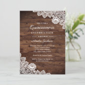 Dentelle en bois rustique Quinceanera Invitation (Debout devant)