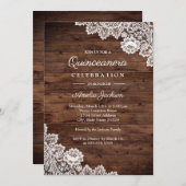 Dentelle en bois rustique Quinceanera Invitation (Devant / Derrière)