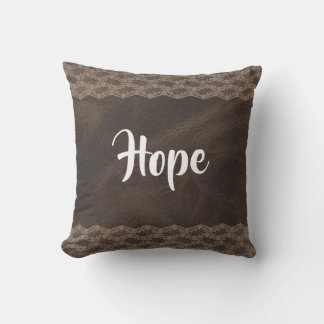 Dentelle en cuir Brown Coussin décoratif réversibl