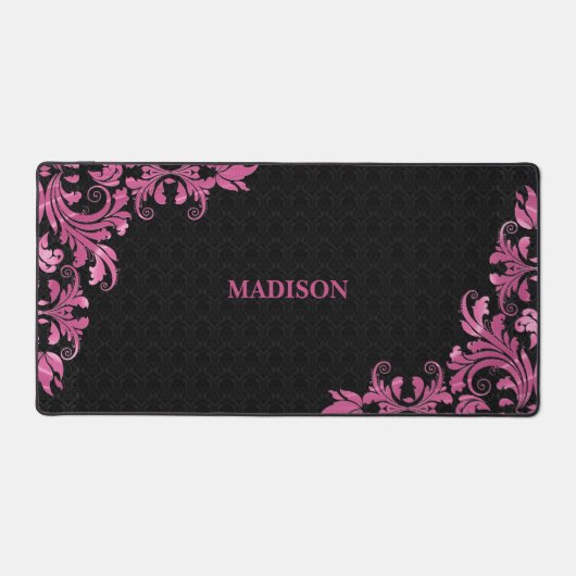 Dentelle en métal rose Damas noir (Recto)